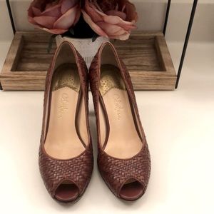 Cole Haan Genevieve Woven Peep Toe Heel